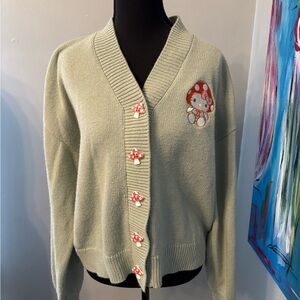 Hot topic hello kitty by sanrio M womens mushroom button embroidered cardigan